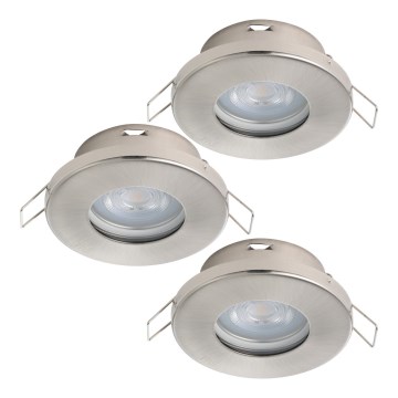 Eglo - SET 3xLED Kopalniška vgradna svetilka 1xGU10/4W/230V IP44 mat krom