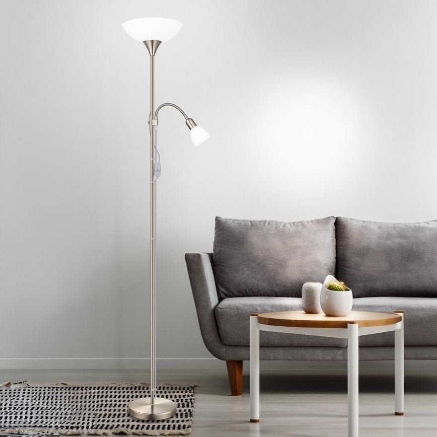 EGLO - Talna svetilka 1xE27/60W + 1xE14/25W mat krom