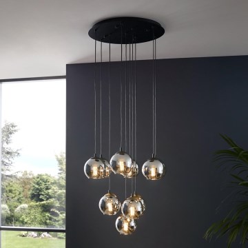 Eglo - Viseči lestenec na jekleni vrvici 10xE27/40W/230V črna/sijajni krom