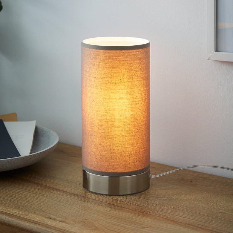 Eglo - Zatemnitvena namizna svetilka 1xE27/40W/230V taupe