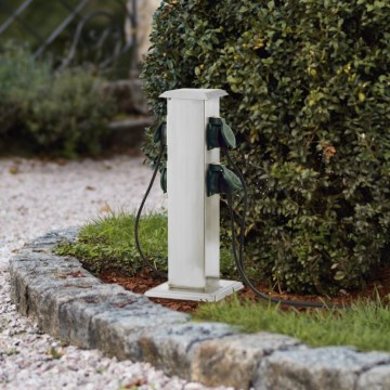 EGLO - Zunanji stebriček z vtičnicami zelena SCHUKO IP44