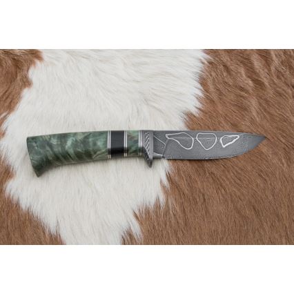 Ekskluziven nož iz damaščanskega jekla 11,6 cm javor/ebenovina