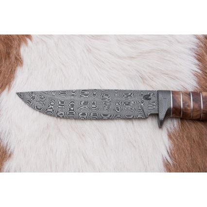 Ekskluziven nož iz damaščanskega jekla 14,4 cm kostanj/mamutov zob