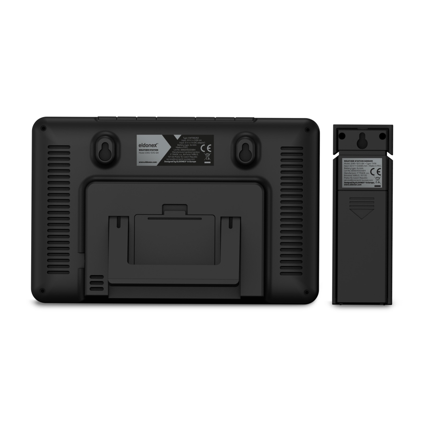 ELDONEX EWS-1010-BK - Vremenska postaja z LCD zaslonom 2xAAA črna