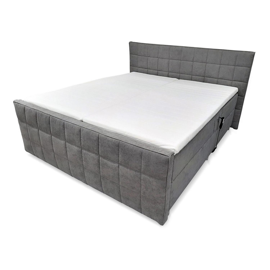 Električni adjustable upholstered bed z vzmetnicami in topper HELEN 180x200 cm siva