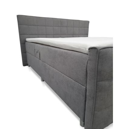 Električni adjustable upholstered bed z vzmetnicami in topper HELEN 180x200 cm siva
