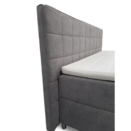 Električni adjustable upholstered bed z vzmetnicami in topper HELEN 180x200 cm siva