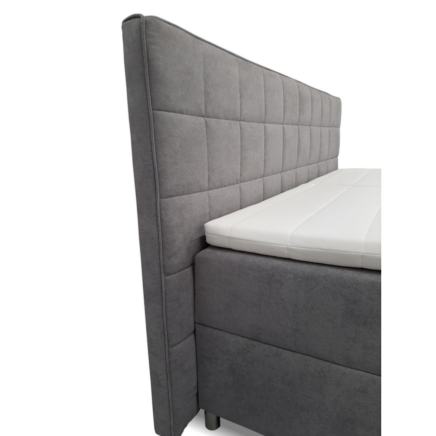 Električni adjustable upholstered bed z vzmetnicami in topper HELEN 180x200 cm siva