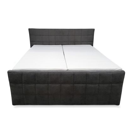 Električni adjustable upholstered bed z vzmetnicami in topper HELEN 180x200 cm siva