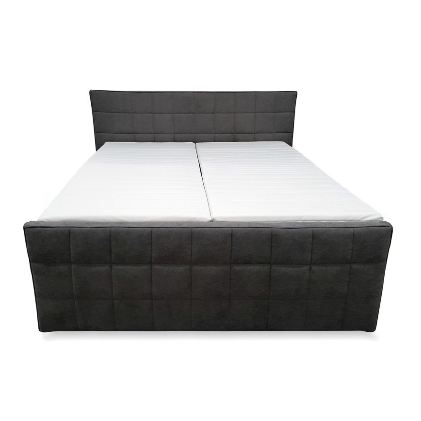 Električni adjustable upholstered bed z vzmetnicami in topper HELEN 180x200 cm siva