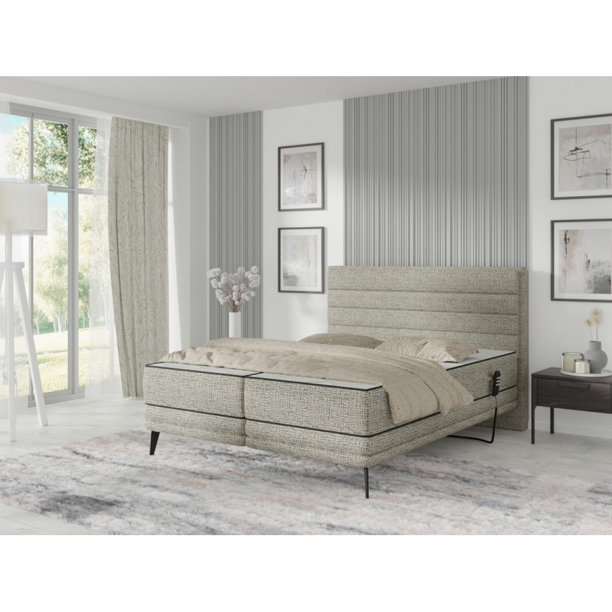 Električni adjustable upholstered bed z vzmetnicami MILA 160x200 cm siva