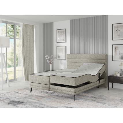 Električni adjustable upholstered bed z vzmetnicami MILA 160x200 cm siva