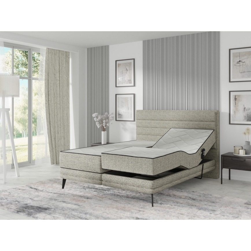 Električni adjustable upholstered bed z vzmetnicami MILA 160x200 cm siva
