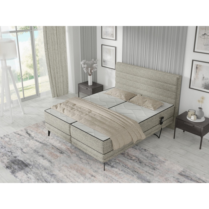 Električni adjustable upholstered bed z vzmetnicami MILA 160x200 cm siva