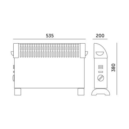 Električni grelec/konvektor SONDO 750/1250/2000W/230V črn