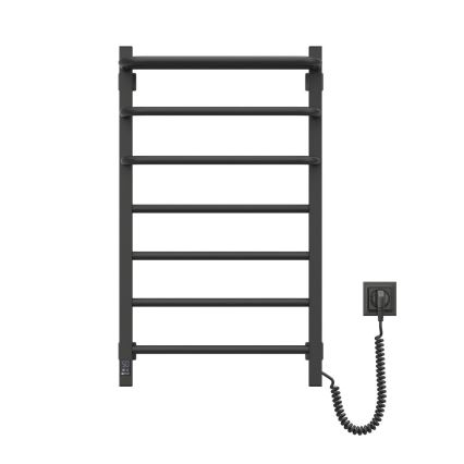 Električni kopalniški radiator s termostatom FORTIS 350W/230V 80,6 cm IP44 črna desno kvadraten