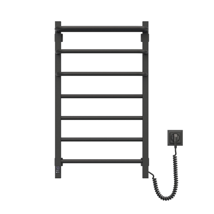 Električni kopalniški radiator s termostatom FORTIS 350W/230V 80,6 cm IP44 črna desno kvadraten