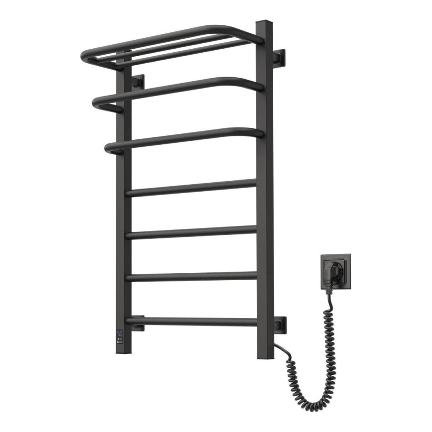 Električni kopalniški radiator s termostatom FORTIS 350W/230V 80,6 cm IP44 črna desno kvadraten