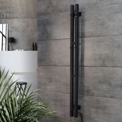 Električni nosilec za brisače s termostatom SILOUETTE 187W/230V 120,6 cm IP44 črna desno kvadraten