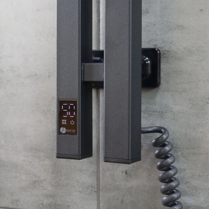 Električni nosilec za brisače s termostatom SILOUETTE 187W/230V 120,6 cm IP44 črna desno kvadraten