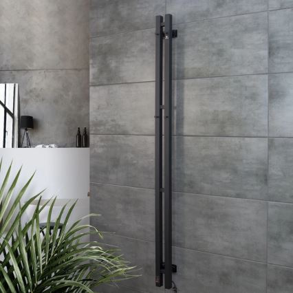 Električni sušilnik brisač s termostatom SILOUETTE 106W 150x9 cm črna desna