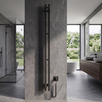 Električni sušilnik za brisače s termostatom SILOUETTE 106W 150x9 cm črn desni