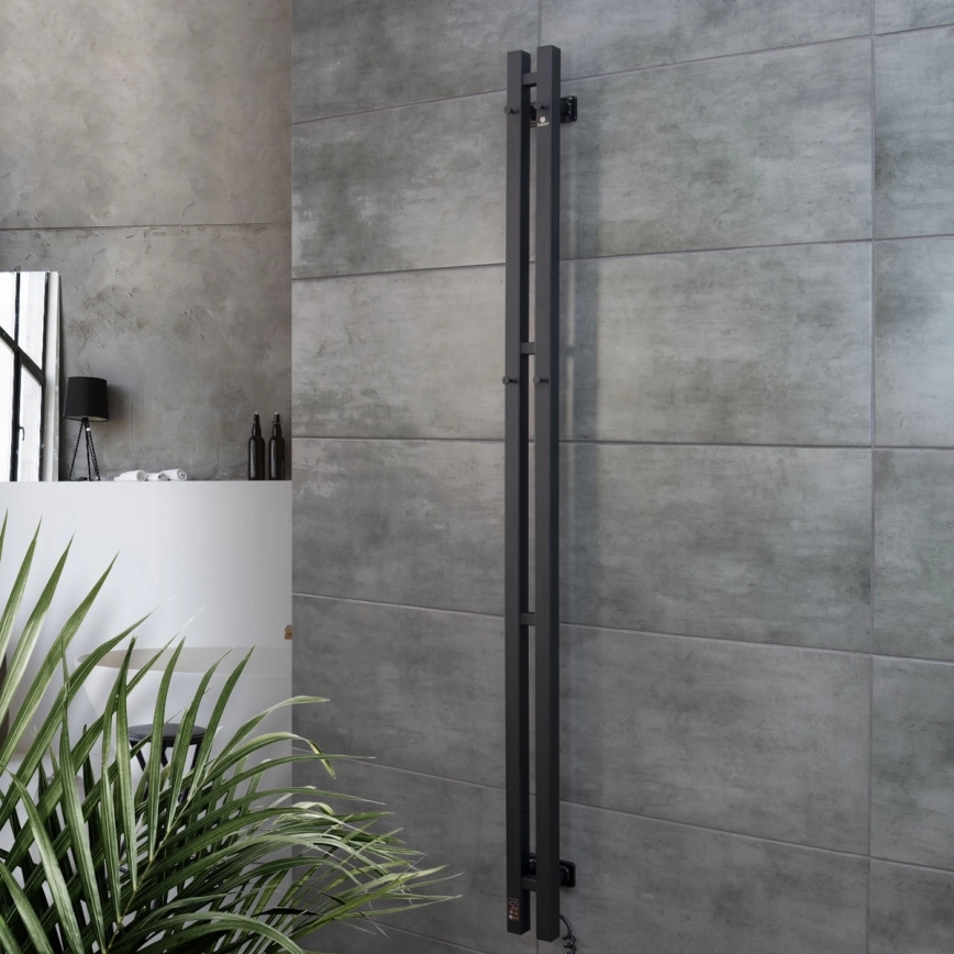 Električni sušilnik za brisače s termostatom SILOUETTE 106W 150x9 cm črn desni