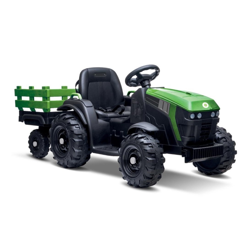 Električni traktor s prikolico 2x30W/7000 mAh črna/zelena + Daljinski upravljalnik