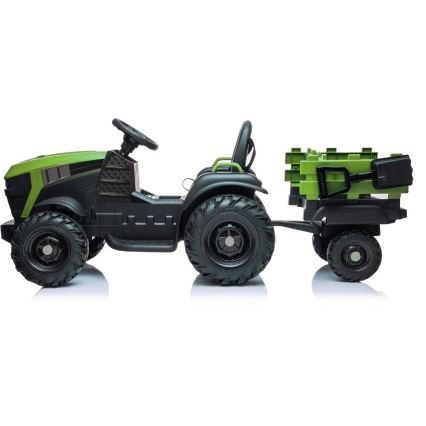 Električni traktor s prikolico 2x30W/7000 mAh črna/zelena + Daljinski upravljalnik