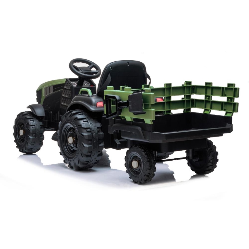 Električni traktor s prikolico 2x30W/7000 mAh črna/zelena + Daljinski upravljalnik