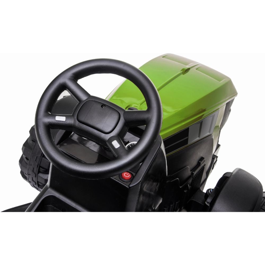 Električni traktor s prikolico 2x30W/7000 mAh črna/zelena + Daljinski upravljalnik