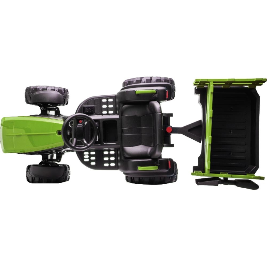Električni traktor s prikolico 2x30W/7000 mAh črna/zelena + Daljinski upravljalnik