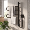 Električni vrtljiv grelec za brisače s termostatom FOUETTE 60W 65x49 cm  črna