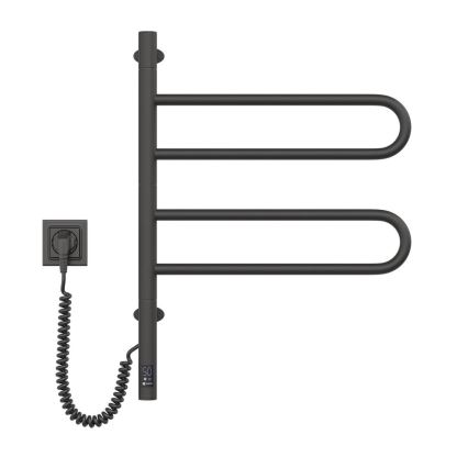 Električni vrtljiv grelec za brisače s termostatom FOUETTE 60W 65x49 cm  črna