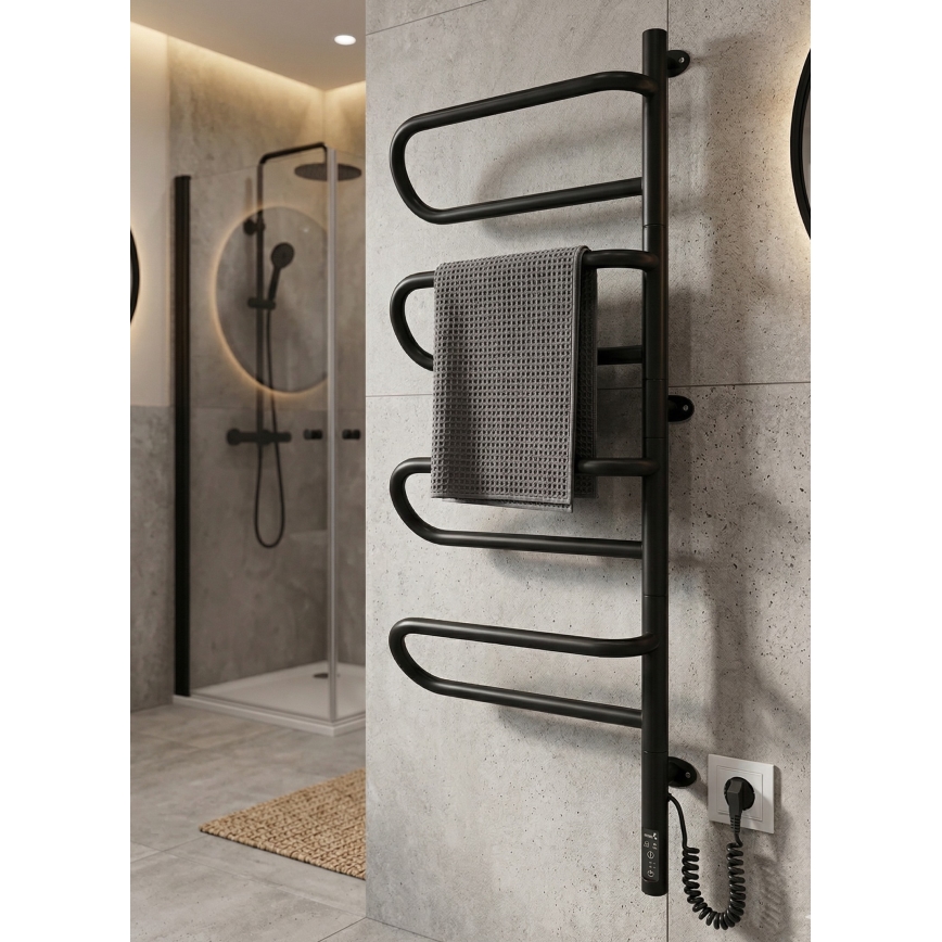 Električni vrtljiv sušilec za brisače ELECTRA, 120 W/230 V, 102,5 x 44,5 cm, nerjaveče jeklo/črna, desni