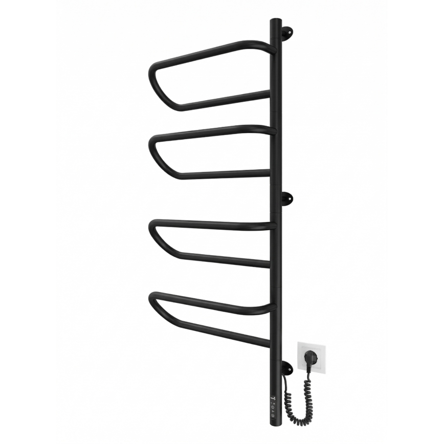 Električni vrtljiv sušilec za brisače ELECTRA, 120 W/230 V, 102,5 x 44,5 cm, nerjaveče jeklo/črna, desni