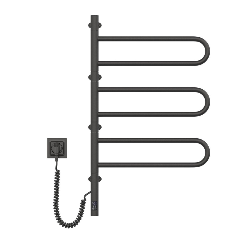 Električni vrtljiv sušilnik brisač s termostatom FOUETTE 120W 80x49 cm črna