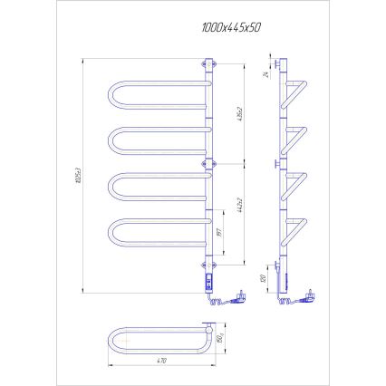 Električni vrtljiv sušilec za brisače ELECTRA 120W/230V 102,5x44,5 cm, nerjaveče jeklo/krom, desna izvedba