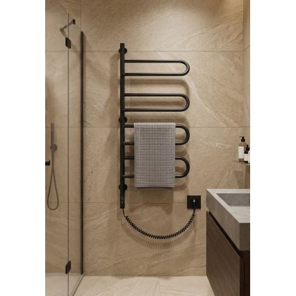 Električni vrtljiv sušilec za brisače ELECTRA 120W/230V 102,5x47,5 cm nerjaveče jeklo/črna levi