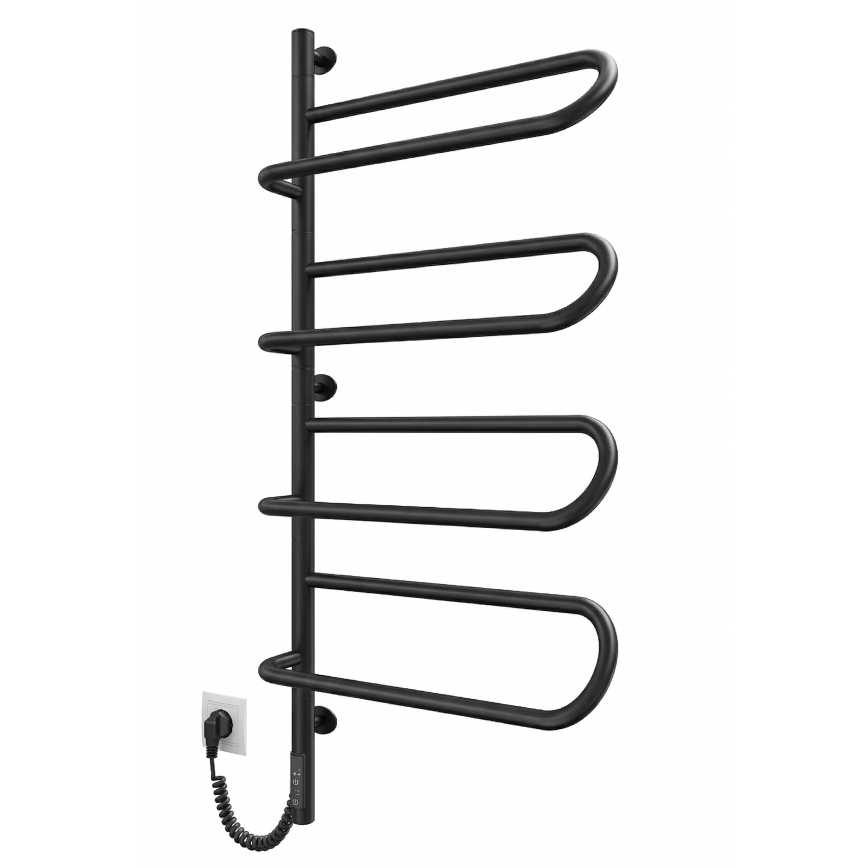 Električni vrtljiv sušilec za brisače ELECTRA 120W/230V 102,5x47,5 cm nerjaveče jeklo/črna levi