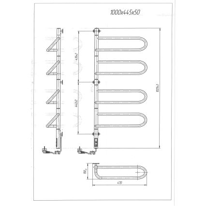 Električni vrtljiv sušilnik za brisače ELECTRA 120W/230V 102,5x47,5 cm nerjaveče jeklo/krom levo