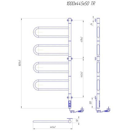 Električni vrtljiv sušilnik za brisače TRISTAR 105W/230V 100x44,5cm IP44 nerjavno jeklo/sijajni krom