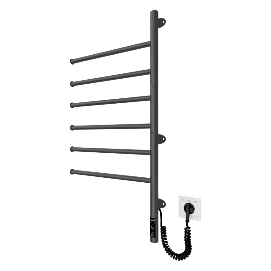 Električni vrtljiv sušilnik za brisače VEER 80W/230V 82,5x44,5 cm nerjavno jeklo/črna