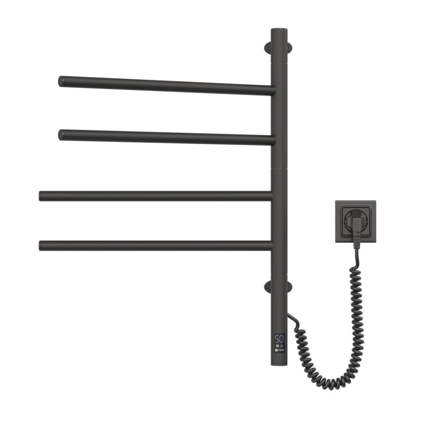Električni vrtljivi sušalnik za brisače s termostatom ARABESQUE 150W/230V 64,6 cm IP44 črna