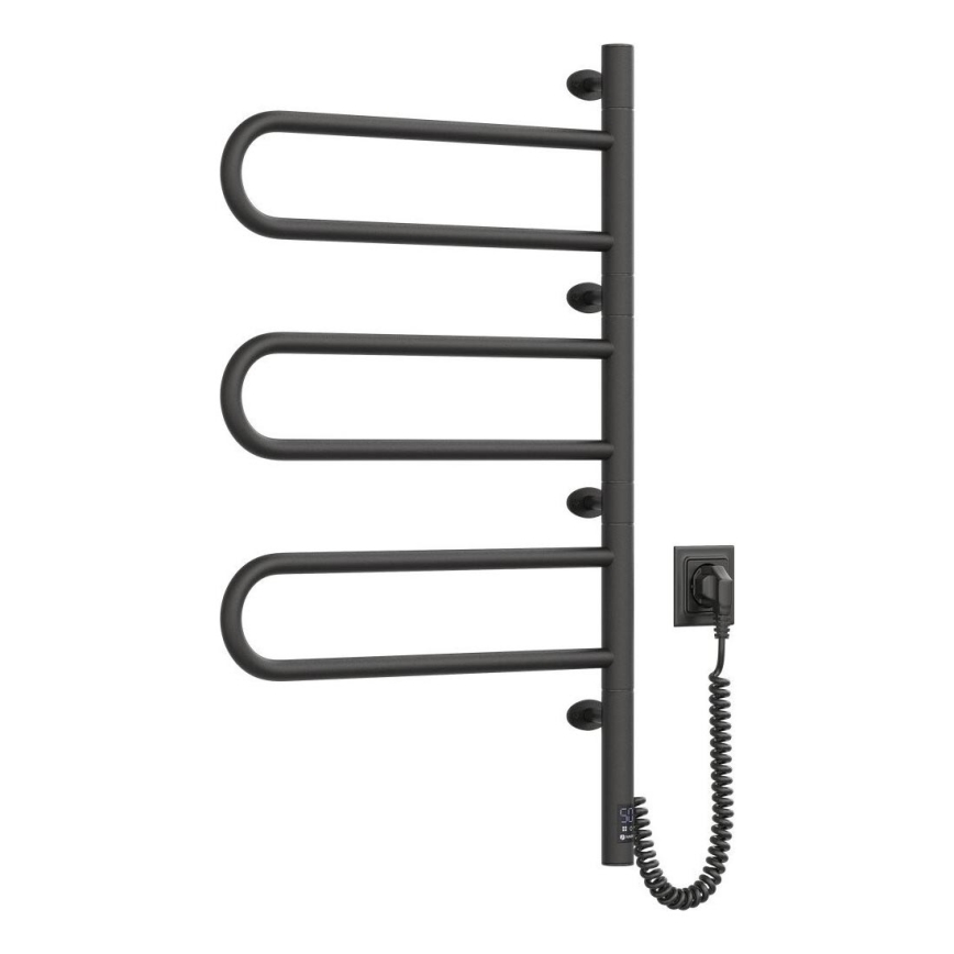 Električni vrtljivi sušalnik za brisače s termostatom FOUETTE 185W/230V 81,8 cm IP44 črna