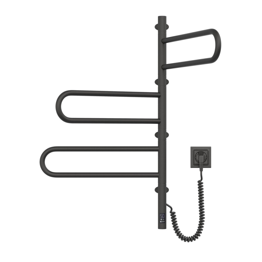 Električni vrtljivi sušalnik za brisače s termostatom FOUETTE 185W/230V 81,8 cm IP44 črna