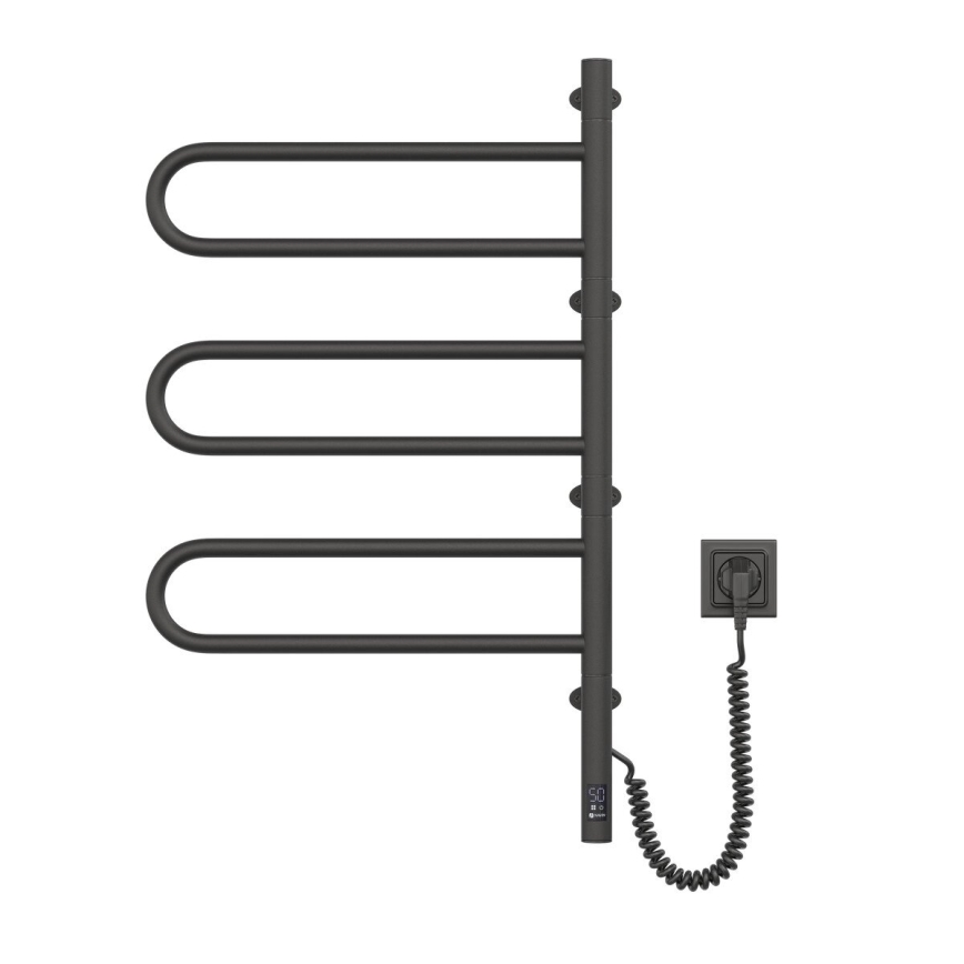 Električni vrtljivi sušalnik za brisače s termostatom FOUETTE 185W/230V 81,8 cm IP44 črna