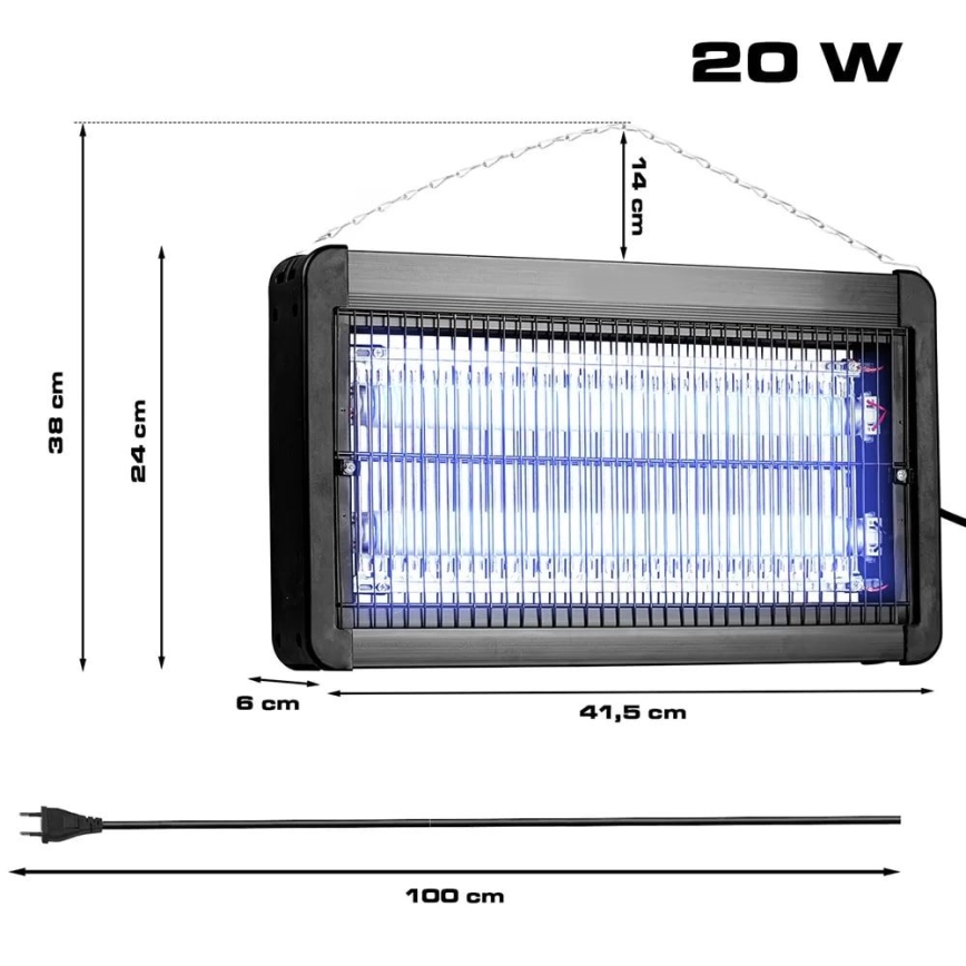 Električni zapiralec insektov 2x10W/230V 100 m²