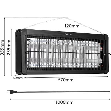 Električni zapiralec insektov 2x20W/230V 180 m²