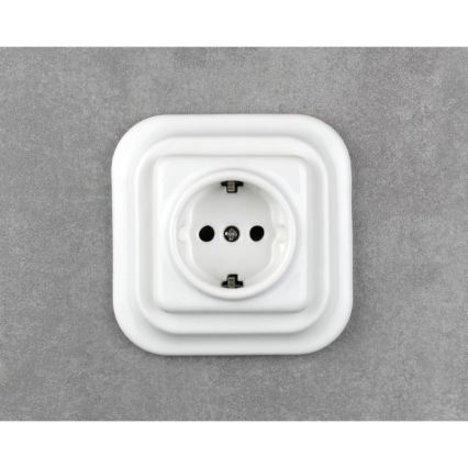 Elhard - Keramična retro vtičnica SCHUKO 230 V, brez okvirja, bela
